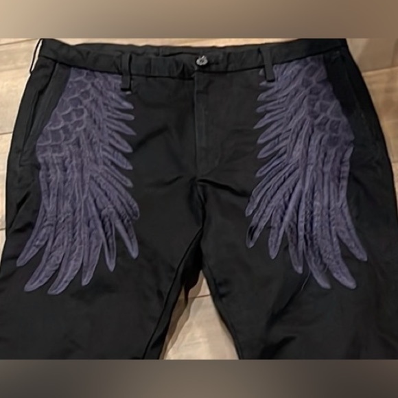 Mihara Yasuhiro Angel Wing Embroidered Pants Black Size 50 (US L/34W) Japan - Picture 1 of 12